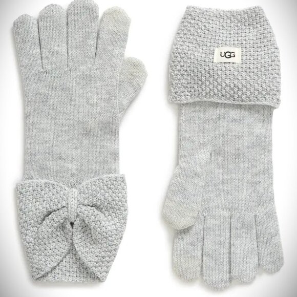 UGG Accessories - UGG Bow Knit Gloves in Greyheather Color One Size